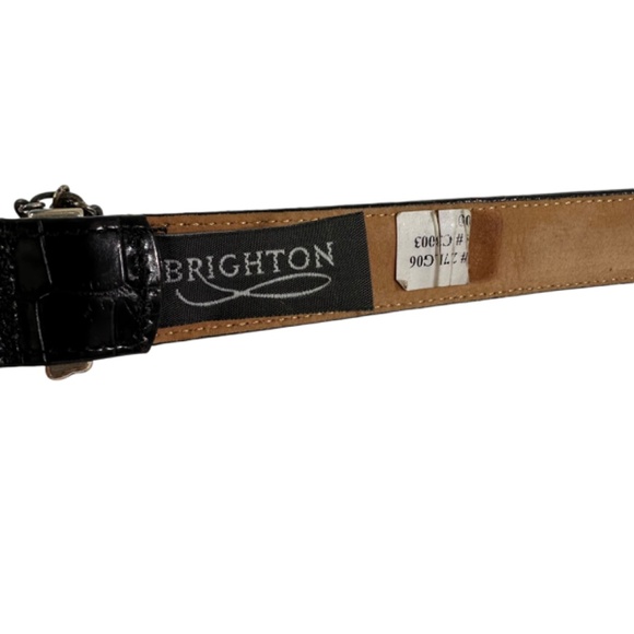 Vintage Brighton black leather belt with golf motif size 34 Large USA
